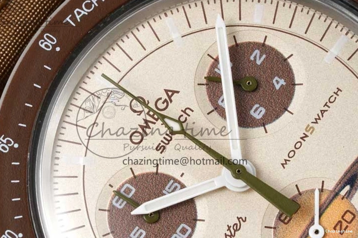 0309 Speedmaster Misson To Saturn 1:1 Best Edition Beige Dial On Nylon Strap Quartz Casual 7861
